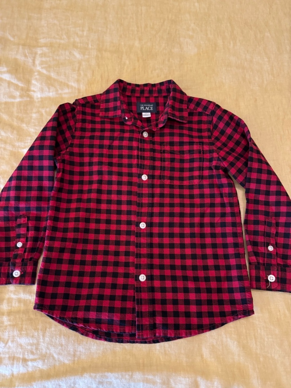 The Children's Place Red and Black Plaid Button-Down Shirt
